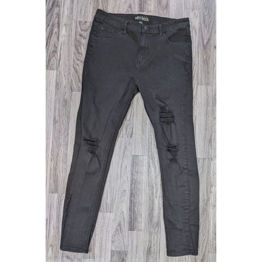 (3/$35) Wild Fable Size 12 Pockets Distressed Skinny High Rise Black Denim Jeans